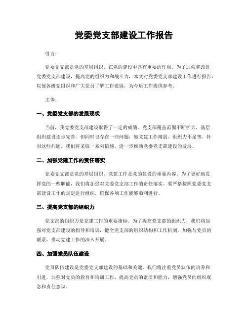 党委党支部建设工作报告