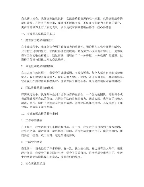 实践磨砺品格心得体会