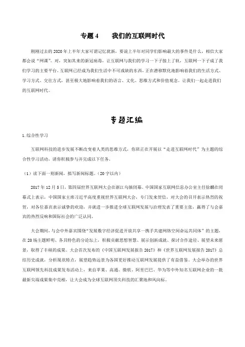 《我们的互联网时代》同步练习