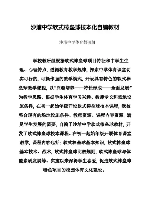 2015软式棒垒球教学教案(1)