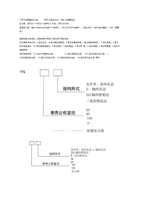 压力表型号含义