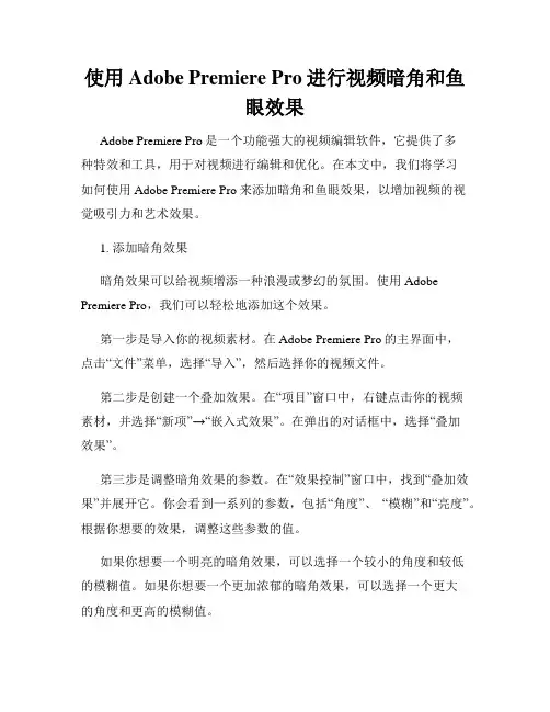 使用Adobe Premiere Pro进行视频暗角和鱼眼效果