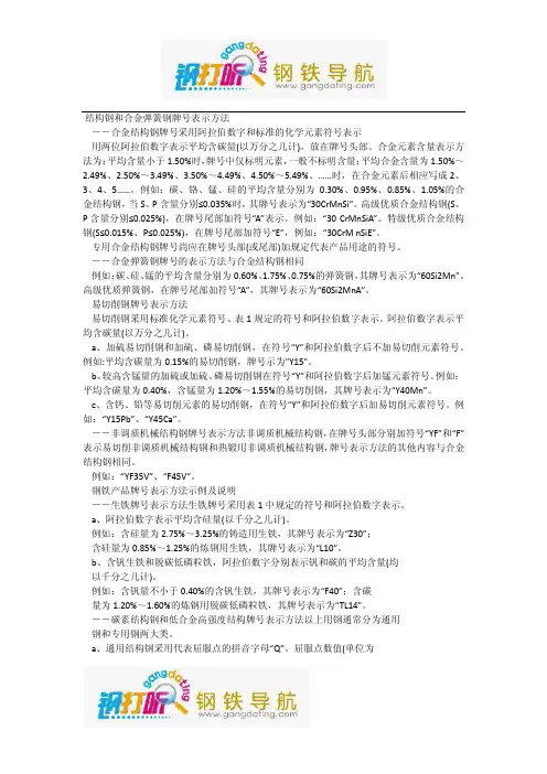 结构钢和合金弹簧钢牌号表示方法