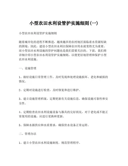 小型农田水利设管护实施细则(一)