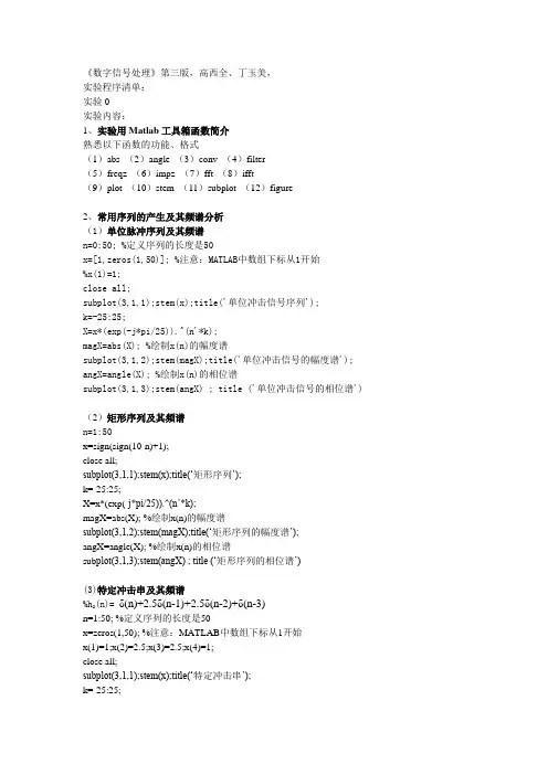 数字信号处理实验(西电 高西全教材)