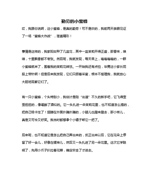 作文《勤劳的小蜜蜂》