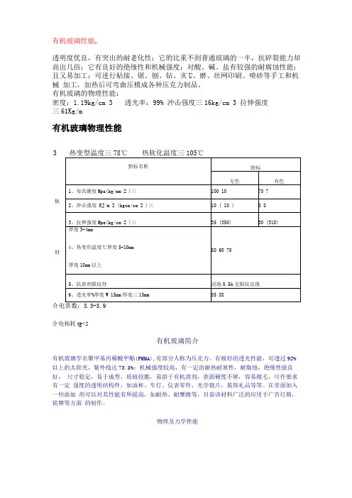 有机玻璃性能