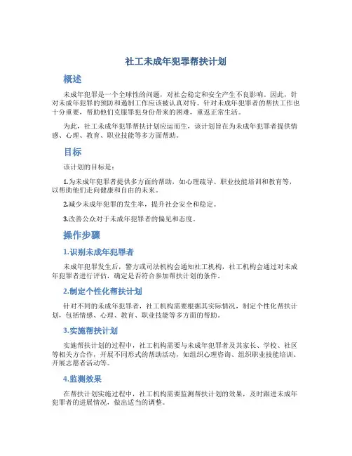 社工未成年犯罪帮扶计划