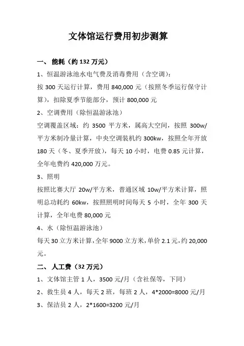 文体馆运行费用测算