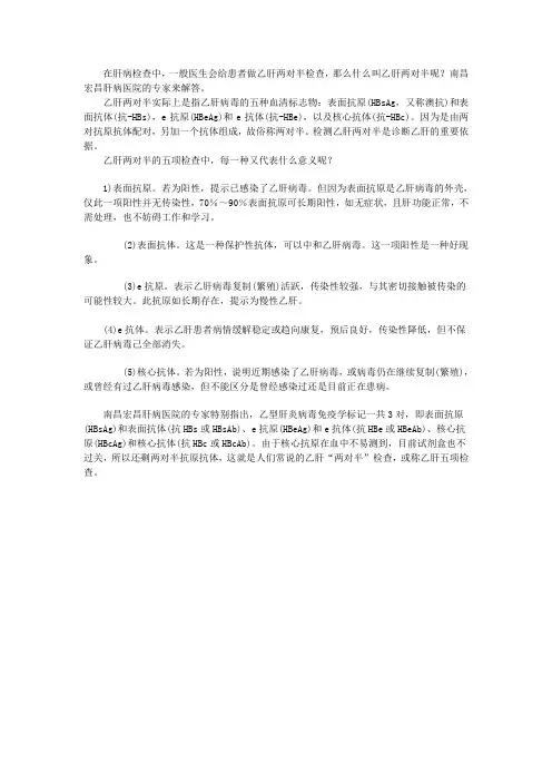 乙肝两对半检查项目