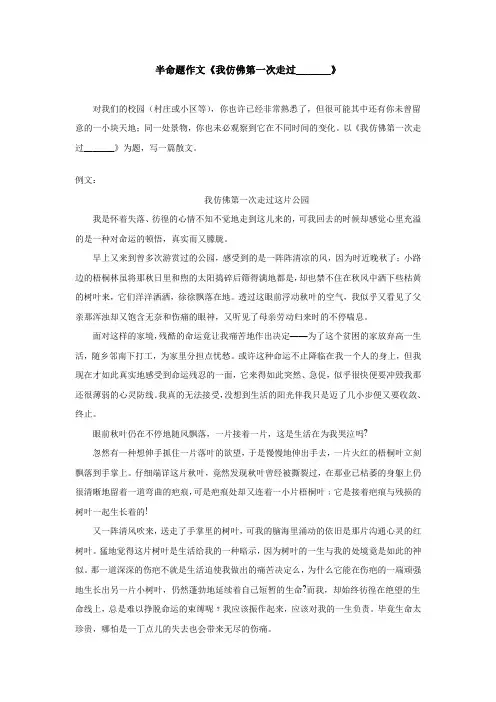半命题作文《我仿佛第一次走过_______》