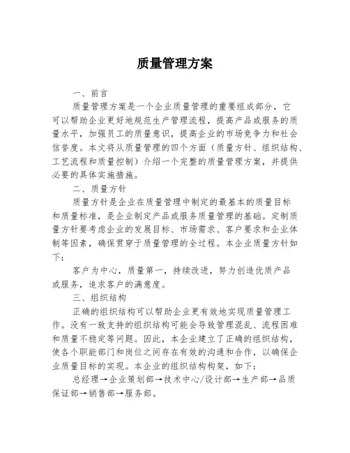 质量管理方案