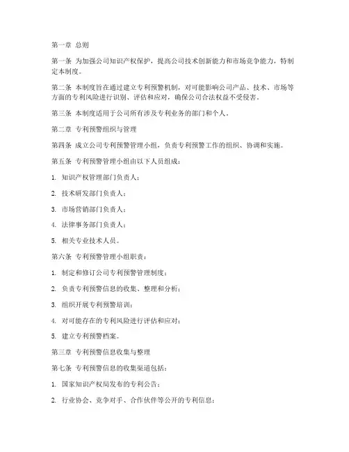 公司专利预警管理制度
