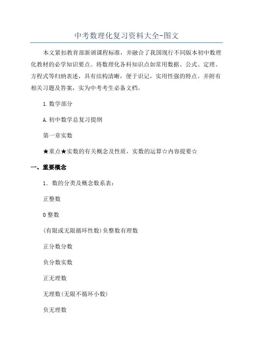 中考数理化复习资料大全-图文