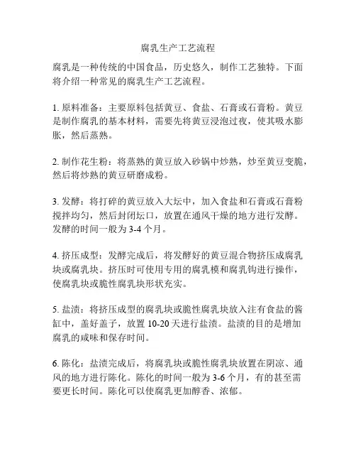 腐乳生产工艺流程