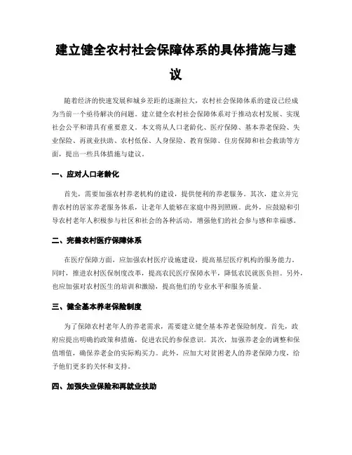 建立健全农村社会保障体系的具体措施与建议