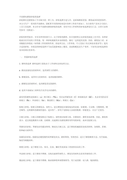 平面磨床磨削砂轮的选择[最新]