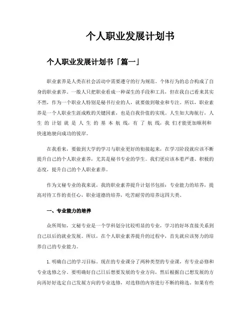 个人职业发展计划书