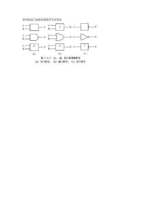 常用集成门电路的逻辑符号对照表