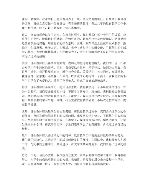 一位良心教师心得体会范文