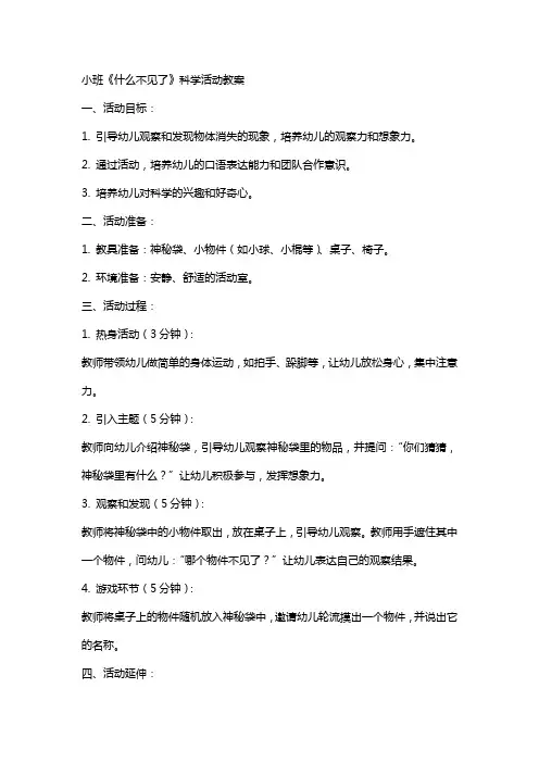 小班什么不见了科学活动教案