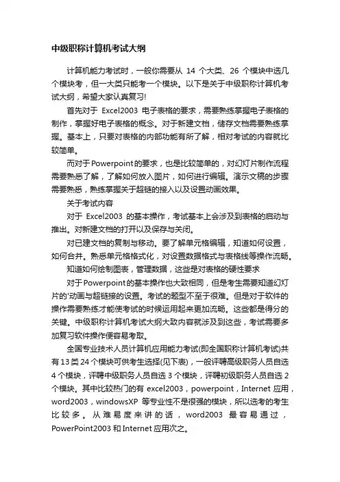 中级职称计算机考试大纲