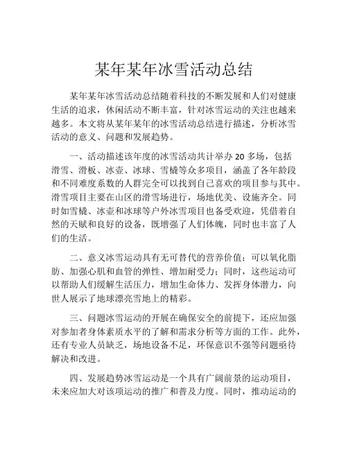 某年某年冰雪活动总结