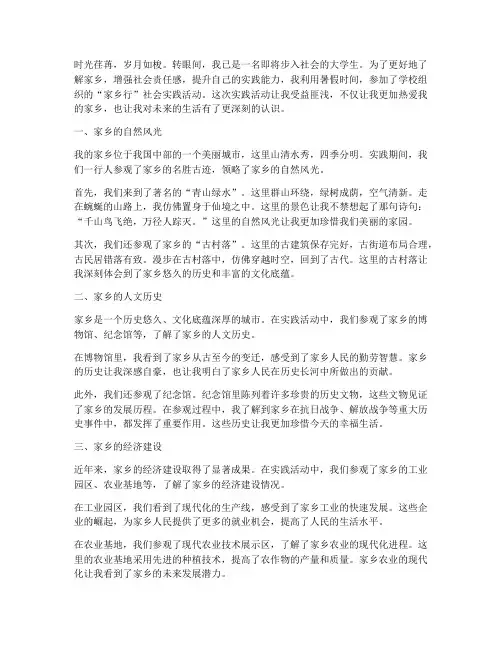 大学生实践心得体会家乡