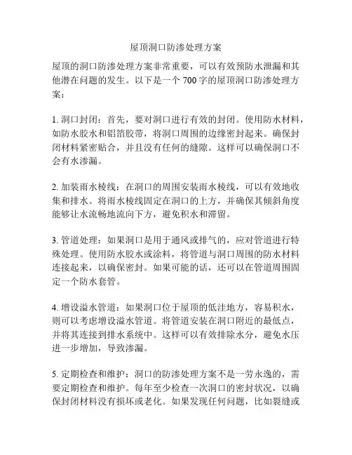 屋顶洞口防渗处理方案