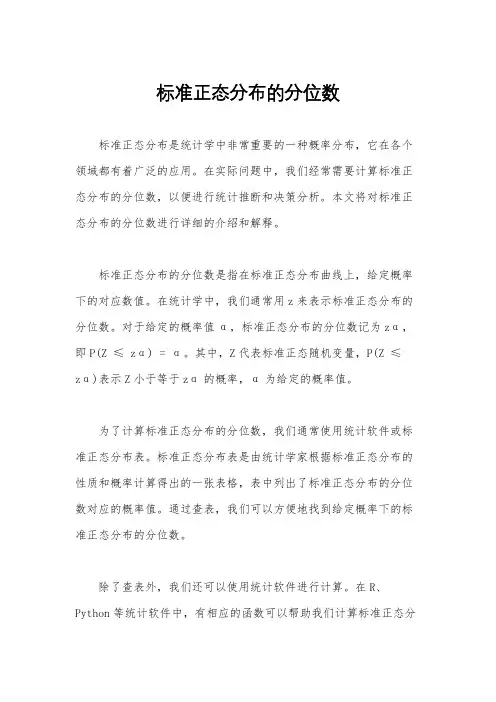 标准正态分布的分位数