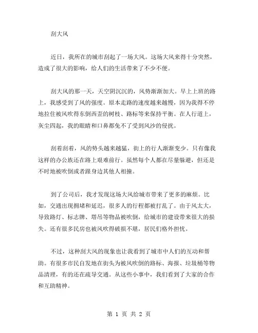 刮大风高分作文范文