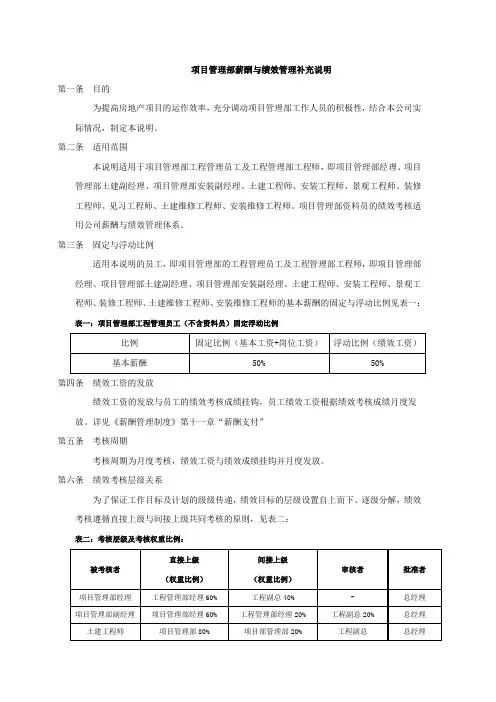 薪酬绩效管理补充说明