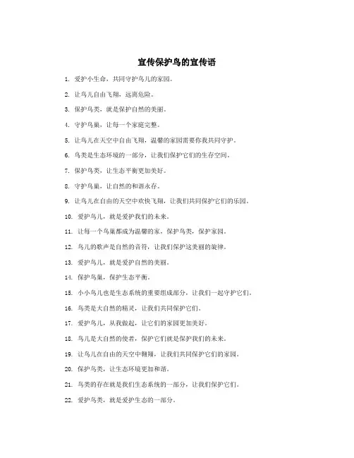 宣传保护鸟的宣传语