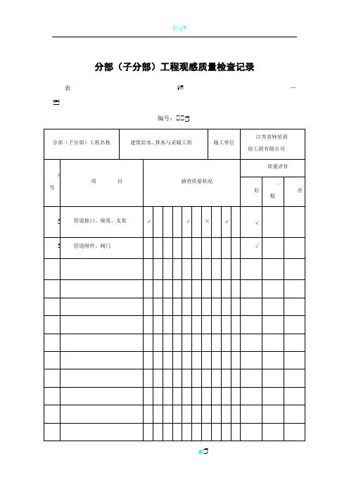 分部(子分部)工程观感质量检查记录