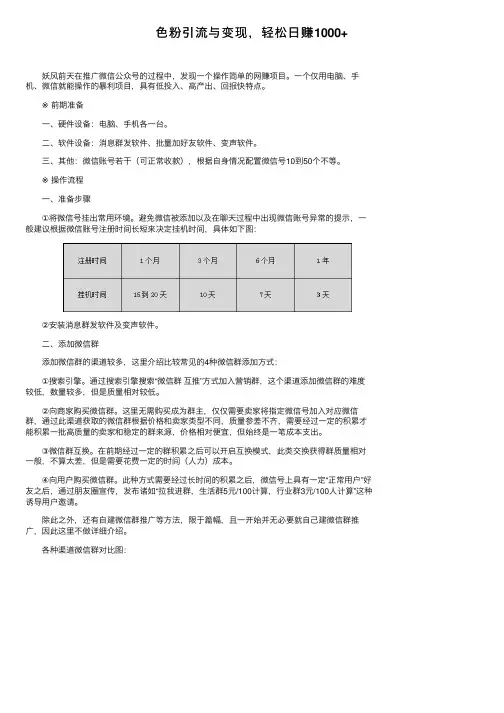 色粉引流与变现，轻松日赚1000+