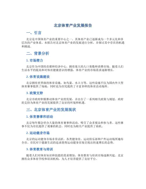 北京体育产业发展报告