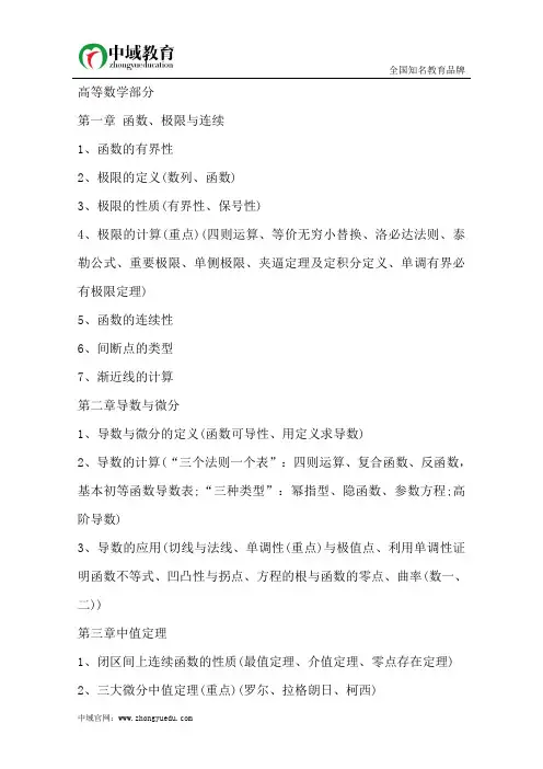 2016考研数学临考必看知识点归纳