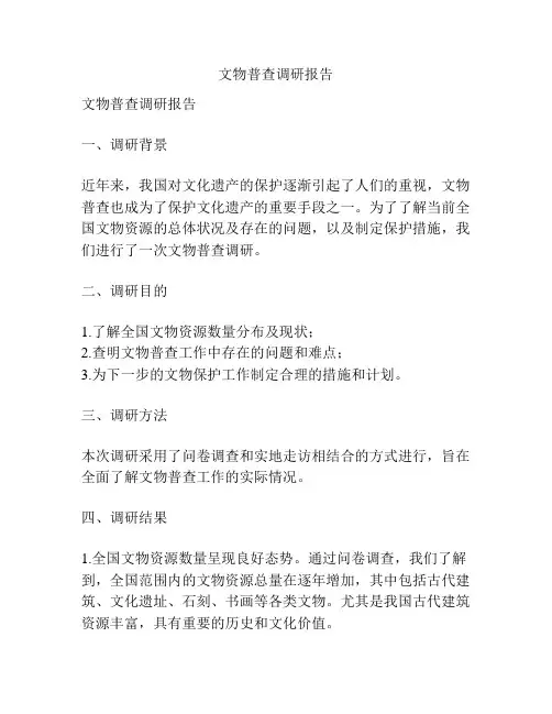 文物普查调研报告