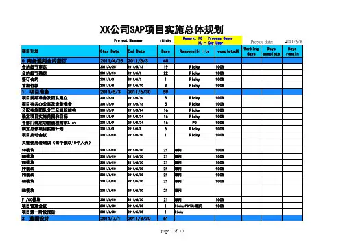 SAP ERP项目计划