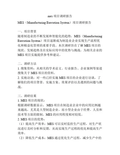 mes项目调研报告