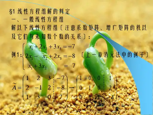 线性方程组解的判定幻灯片PPT