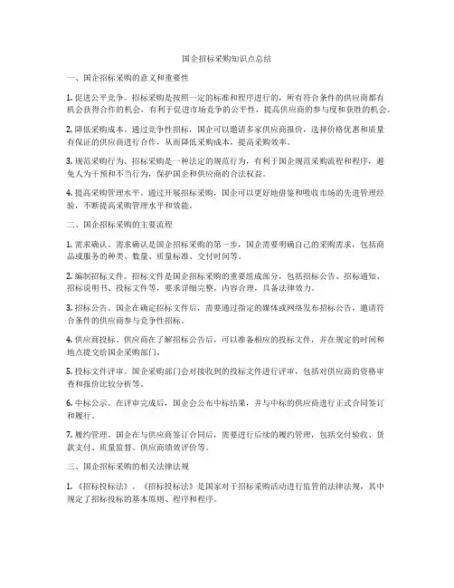 国企招标采购知识点总结