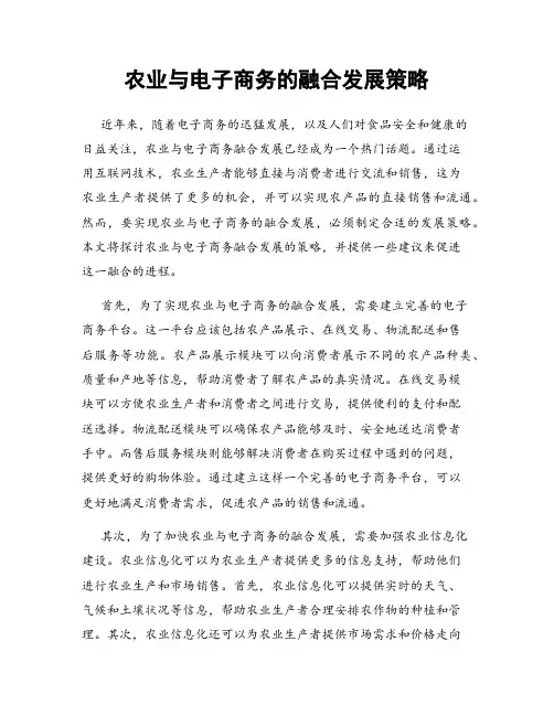 农业与电子商务的融合发展策略
