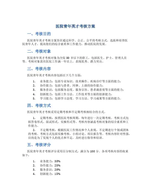 医院青年英才考核方案