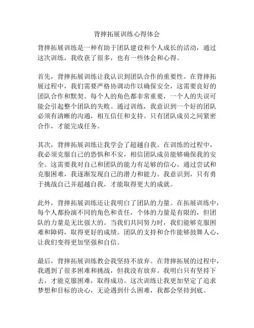 背摔拓展训练心得体会