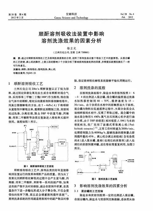 顺酐溶剂吸收法装置中影响溶剂洗涤效果的因素分析