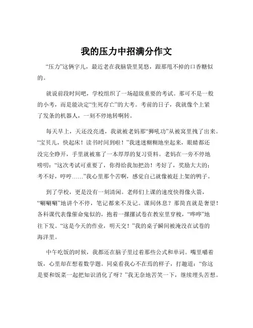 我的压力中招满分作文