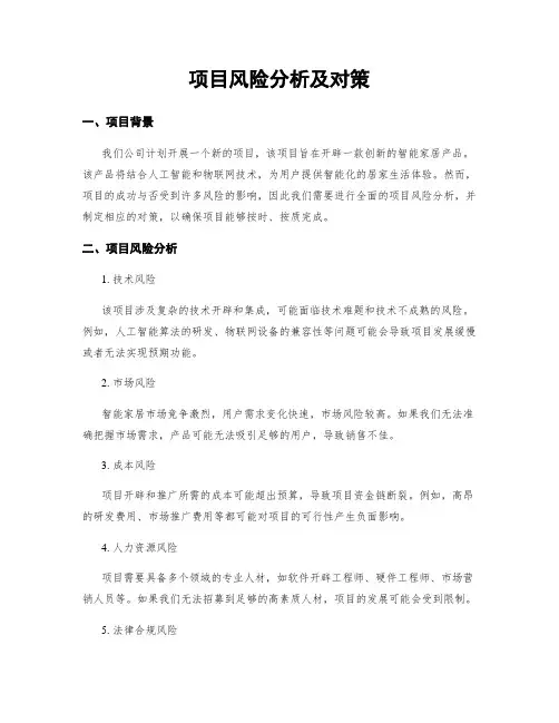 项目风险分析及对策