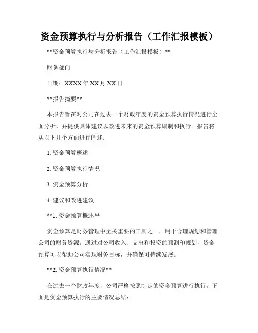 资金预算执行与分析报告(工作汇报模板)