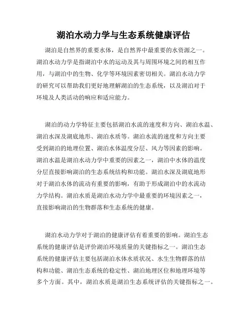 湖泊水动力学与生态系统健康评估